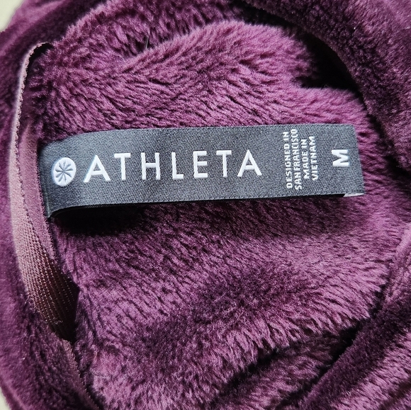 Athleta Cloud Fleece Jacket Size Med Spiced Cabernet Cozy Teddy Plush Full-Zip - Picture 4 of 12